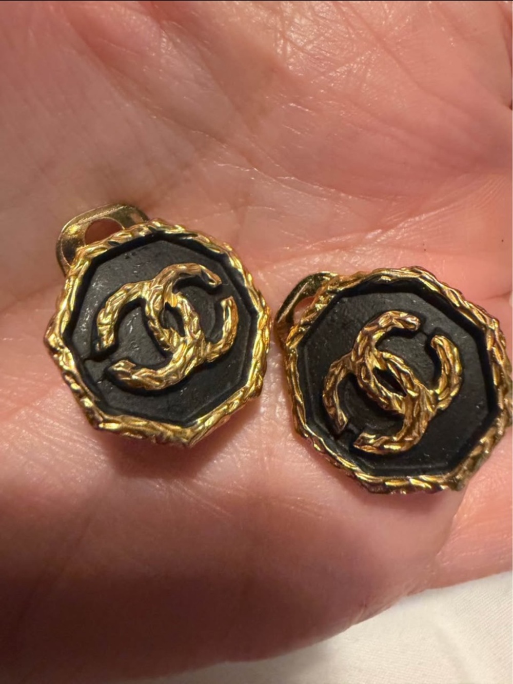 Chanel CC clip-on earrings with COA